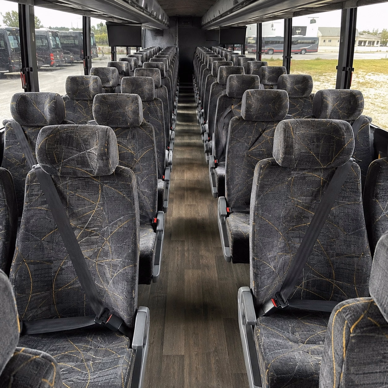 56 passenger charter bus inside